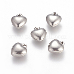 Tarnish Resistant 304 Stainless Steel Puffed Heart Charms&nbsp;X-STAS-K002-21A