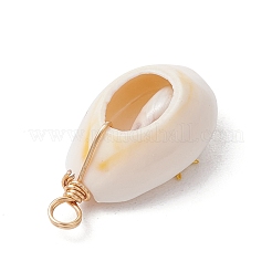 Copper Wire Wrapped Natural Cowrie Shell Pendants&nbsp;PALLOY-JF03554-05