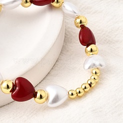 Valentine's Day ABS Imitation Pearl Beads Stretch Bracelets for Women&nbsp;BJEW-D317-08C-G