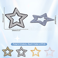 16Pcs 4 Colors Polyester and Plastic Embroidery Lace Appliques&nbsp;DIY-GA0007-40