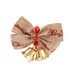 Christmas Linen Big Bowknot with Iron Bell Decorations&nbsp;AJEW-S088-02B