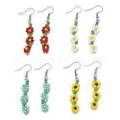 4Pairs Handmade Glass Seed Beads Dangle Earrings&nbsp;EJEW-TA00654