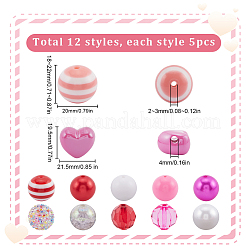 60Pcs 12 Styles DIY Acrylic & Plastic Beads Jewelry Making Findings Kit&nbsp;DIY-SC0025-49A