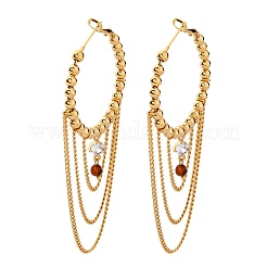 Brass Micro Pave Clear Cubic Zirconia Hoop Earrings&nbsp;EJEW-R014-15G