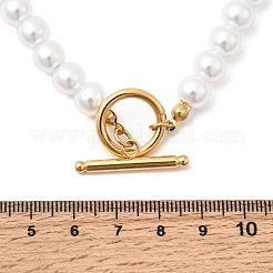 8MM White Round Plastic Pearl Beaded Necklaces for Women&nbsp;NJEW-L469-01G