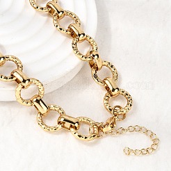 13MM 304 Stainless Steel Textured Round Ring Link Chain Necklaces&nbsp;NJEW-P349-01A-G