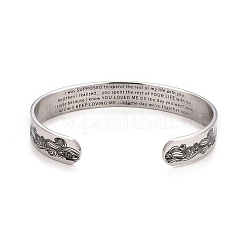 Non-Tarnish Wave Pattern 304 Stainless Steel Open Cuff Bangle&nbsp;BJEW-M289-01P