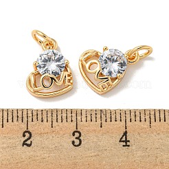 Brass Micro Pave Cubic Zirconia Pendants&nbsp;KK-K378-02G