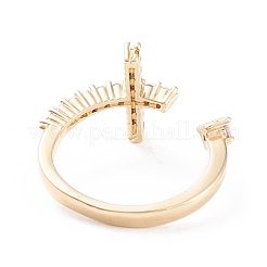Brass Micro Pave Clear Cubic Zirconia Cuff Rings&nbsp;RJEW-F102-10G