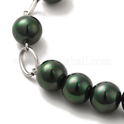 Dyed Natural Pearl Beaded Necklace with 304 Stainless Steel Chains&nbsp;NJEW-K255-02P