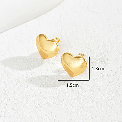 Romantic Smooth Heart 201 Stainless Steel Stud Earrings&nbsp;JJ3371-1