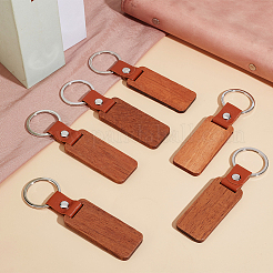 Rectangle Wood Blank Pendant Keychain&nbsp;FIND-WH0016-44