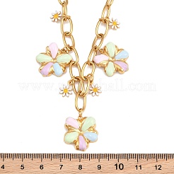 304 Stainless Steel Enamel Colorful Flower Pendant Necklaces for Women&nbsp;SA-CBA065A-04G
