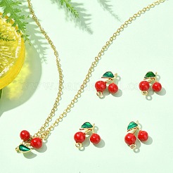 5Pcs Brass FireBrick Enamel Connector Charms&nbsp;KK-CJ0003-26A