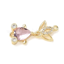 Brass Micro Pave Clear Cubic Zirconia Fish Links Connector Charms&nbsp;KK-K375-26G