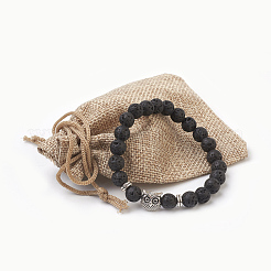 Natural Lava Rock Beads Stretch Bracelets&nbsp;BJEW-JB03850-07