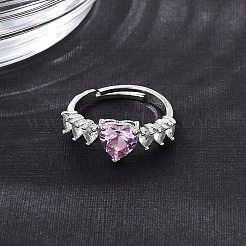 Brass Pave Cubic Zirconia Cuff Open Rings&nbsp;CU-CBA5C10-02P