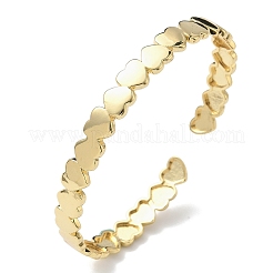 Heart Brass Cuff Bangles for Women&nbsp;BJEW-C144-01B-G