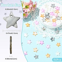 50Pcs Dyed Natural Shell Star Charms&nbsp;BSHE-FS0001-16