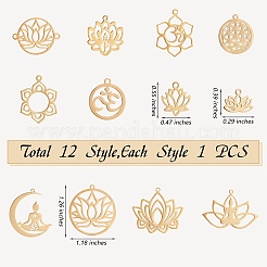 12Pcs 12 Style 201 Stainless Steel Pendants&nbsp;STAS-SZ0002-48G