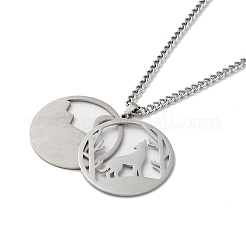 Non-Tarnish 304 Stainless Steel Double Layer Pendant Necklaces&nbsp;NJEW-D047-04P