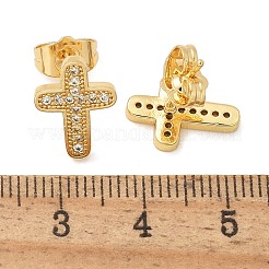 Brass Micro Pave Clear Cubic Zirconia Stud Earrings&nbsp;EJEW-D305-07G