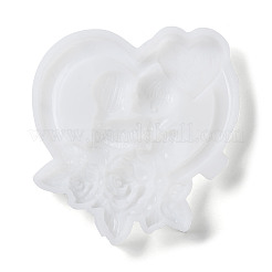 Valentine's Day Heart with Lovers & Flower DIY Wall Decoration Statue Silicone Molds&nbsp;DIY-G096-02