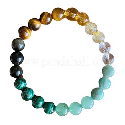 Natural Agate & Black Obsidian & Tiger Eye & Lapis Lazuli & Amethyst & Glass Round Bead Stretch Bracelets&nbsp;WG6A8BD-02
