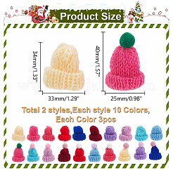 60Pcs 20 Styles Mini Knitting Wool Yarn Hats&nbsp;AJEW-HY0001-82