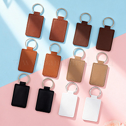 12Pcs 6 Colors Rectangle Imitation Leather Pendant Keychains&nbsp;KEYC-CL0001-55