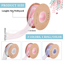 3 Rolls 3 Colors Flat Rainbow Color Nylon Organza Ribbon&nbsp;OCOR-CA0001-29