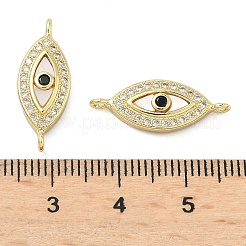 Brass Micro Pave Clear and Black Cubic Zirconia Eye Connector Charms&nbsp;KK-A282-16G