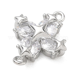 Brass Pave Clear Cubic Zirconia Connector Charms&nbsp;CU-G605-01P