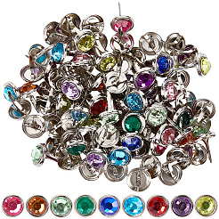 150Pcs Platinum Tone Iron Pave Rhinestone Brads&nbsp;DIY-CP0012-34