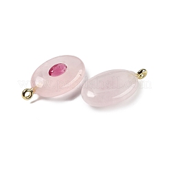 Natural Rose Quartz & Cubic Zirconia Pendants&nbsp;X-G-Z076-01G-02