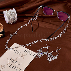 4M Flat Round with Cross Charm Brass Rhinestone Chains&nbsp;DIY-PH0030-93S