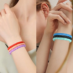 30Pcs 15 Colors Polymer Clay Heishi Surfer Stretch Bracelets Set&nbsp;BJEW-SW00134