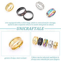 20Pcs 20 Styles 201 Stainless Steel Grooved Finger Ring Settings&nbsp;STAS-UN0042-77