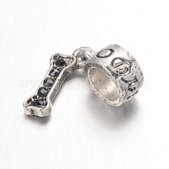 Bone Large Hole Alloy Glass Rhinestone European Dangle Charms&nbsp;MPDL-L013-16