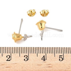 Two Tone Flower Brass Stud Earrings&nbsp;EJEW-C145-02PG