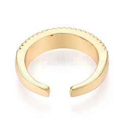 Brass Micro Pave Clear Cubic Zirconia Cuff Rings for Women&nbsp;KK-T074-16G