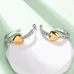 304 Stainless Steel Rhinestone Heart Stud Earrings&nbsp;EJEW-R027-01GP
