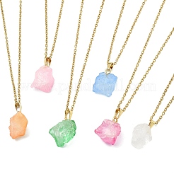 Dyed Natural Quartz Crystal Nuggets Pendant 304 Stainless Steel Cable Chain Necklaces&nbsp;NJEW-JN06185