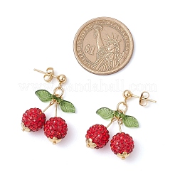 304 Stainless Steel Acrylic Cherry Dangle Stud Earrings&nbsp;EJEW-TA00635