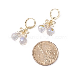 Alloy Bowknot with Glass Teardrop Dangle Leverback Earrings&nbsp;EJEW-TA00114
