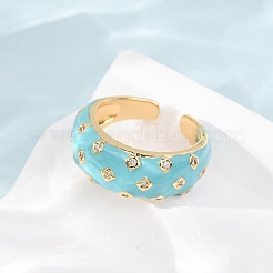 Brass Micro Pave Cubic Zirconia Cuff Open Rings&nbsp;CU-CBAB3AD-12G-02