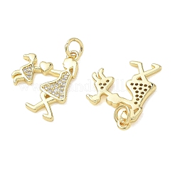 Brass Micro Pave Cubic Zirconia Pendants&nbsp;KK-T085-15F-G