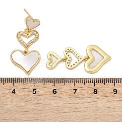 Brass Micro Pave Clear Cubic Zirconia Stud Earrings&nbsp;EJEW-H154-14G