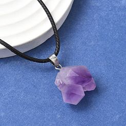 Natural Amethyst Pendant Necklaces&nbsp;NJEW-E146-01