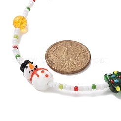 Natural Quartz Crystal & Dyed Mashan Jade & Lampwork Beaded Necklace&nbsp;NJEW-TA00075